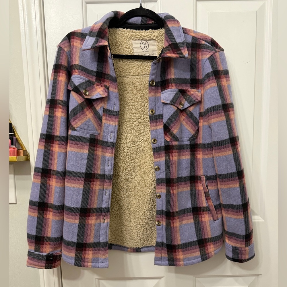 Plaid Sherpa-Lined Jacket